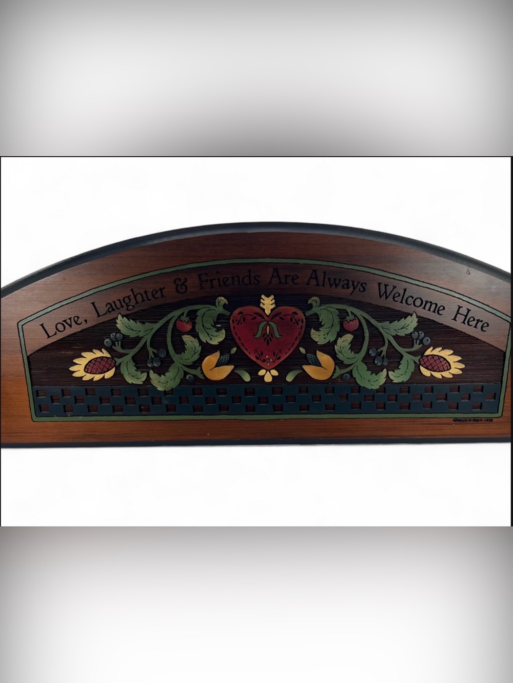Large Vintage 1994 "Heart to Heart" Country Wooden Wall Plaque - 29.5"